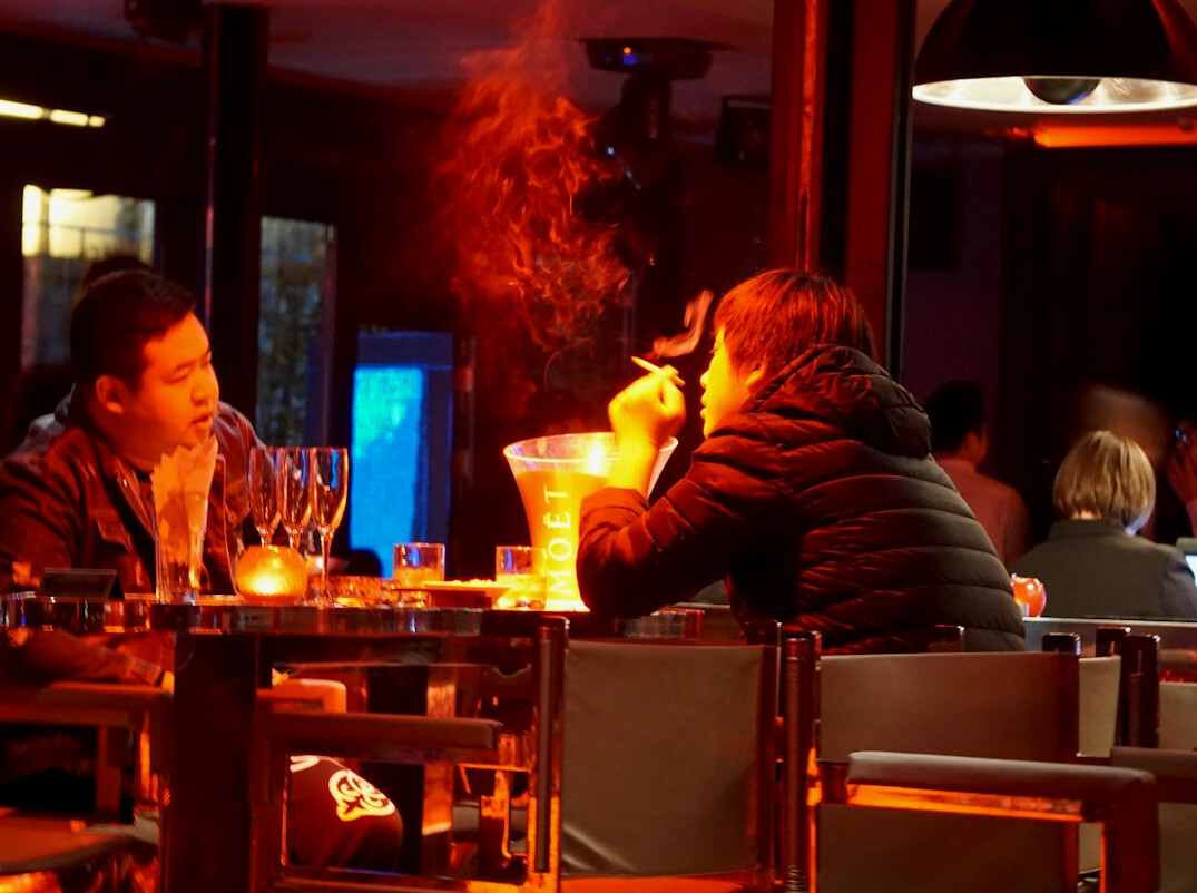 seniors socializing happily in club